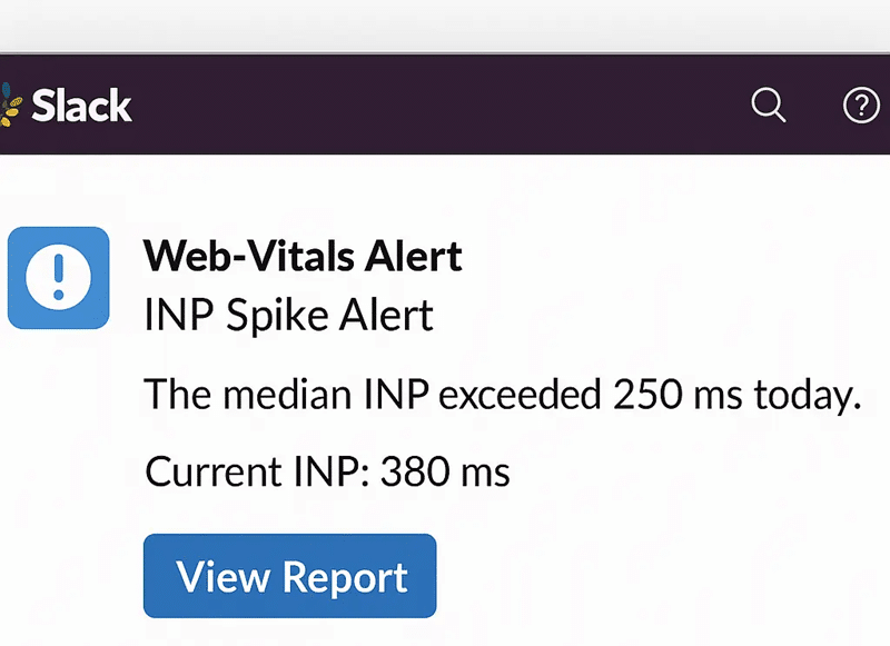 Slack‑Webhook meldet INP‑Spike